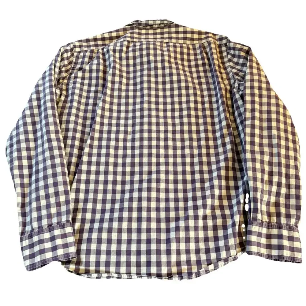 J. Crew Men’s Slim Fit Size Large Purple & White Check Long Sleeve Button Down